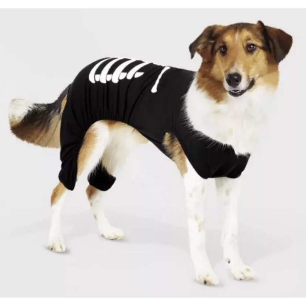 Hyde &‎ Eek Dog Large Pajamas Halloween Costume Skeleton Bones Black Small S